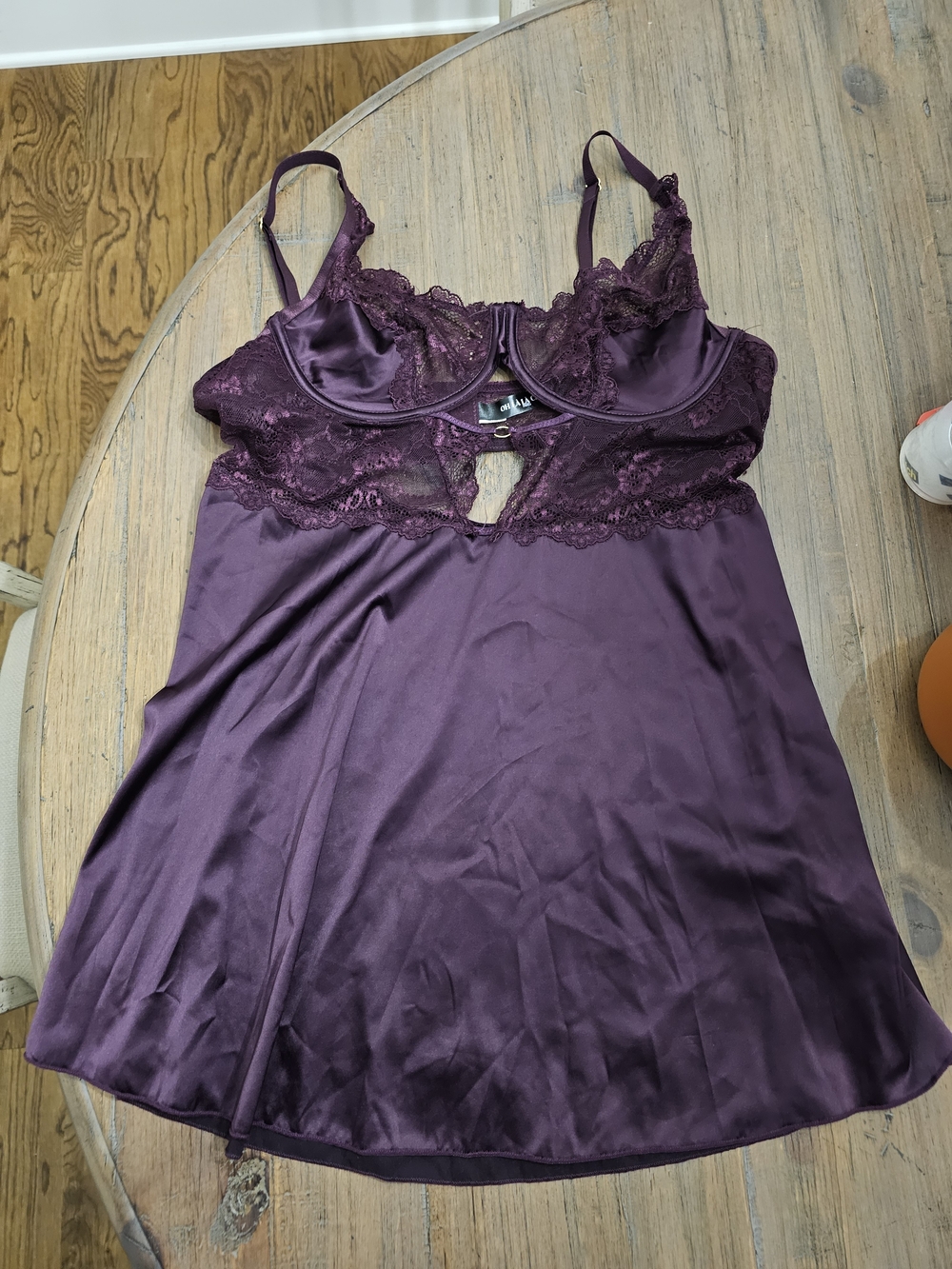 Oh La La Cheri Purple Satin & Lace Babydoll - Worn Once